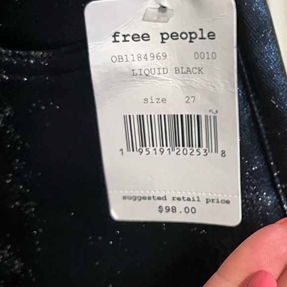 Free People Phoenix Coated Jeans Liquid Black NWT - Picture 10 of 16